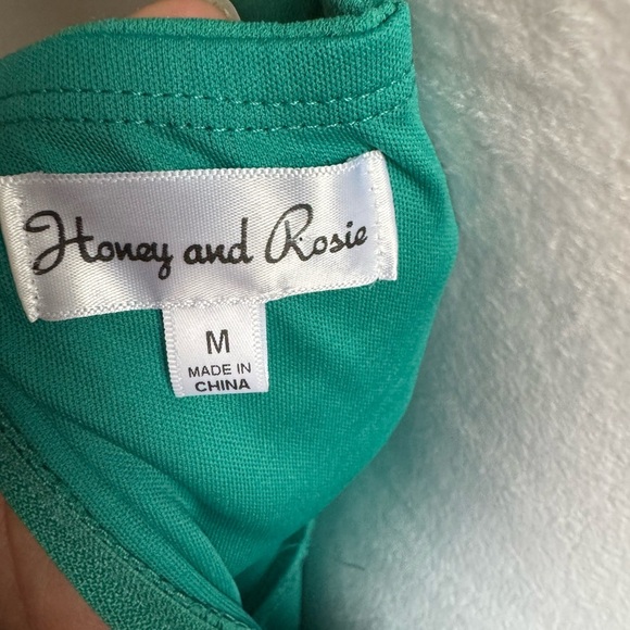 Honey and Rosie Green V-Neck Fit & Flare Double Hem Dress Womens M Formal - Picture 5 of 6